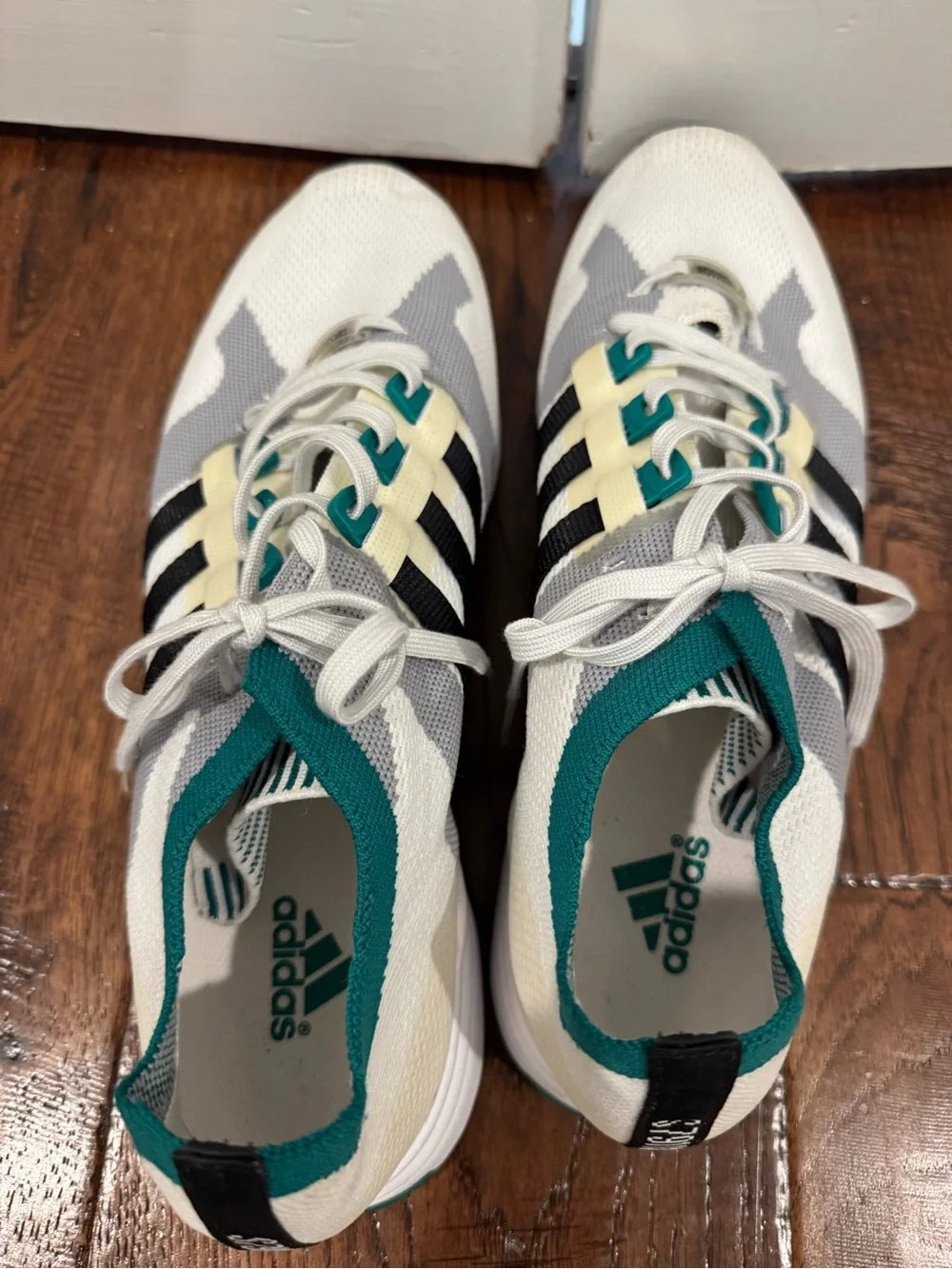adidas White Gray & Teal Knit Men’s Sneakers